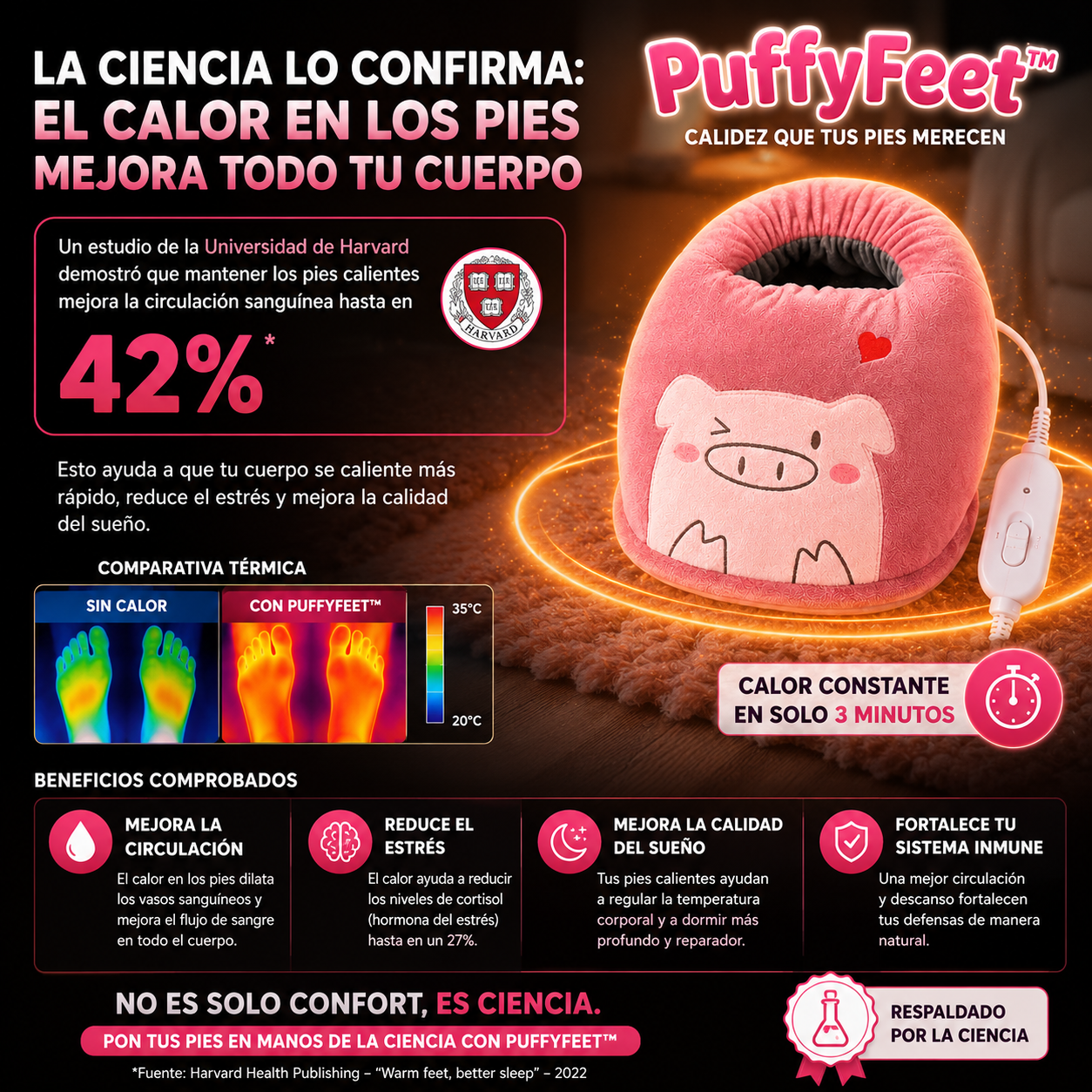 PuffyFeet™ - Calentador Eléctrico de Pies con Felpa Térmica y Control de Temperatura